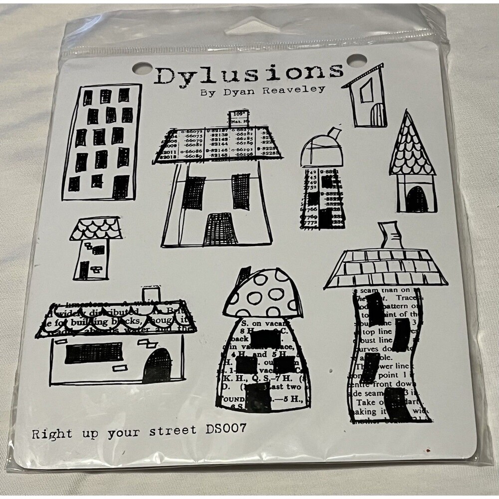 Dyan Reaveley's Dylusions Cling Rubber Stamp Set Right Up Your Street DS007 NEW